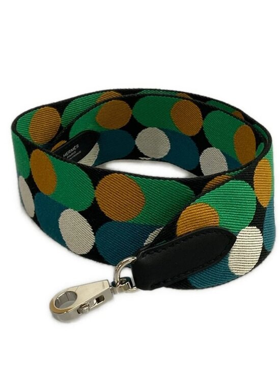 Hermes Handbags - HERMES Bandoliere Sangle Flipper Ball 50mm Black Vert Bosphore Toile Veau Swift